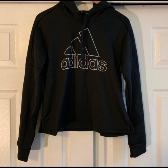 Adidas Black and white Logo Hoodie Size Small - Picture 3 of 9